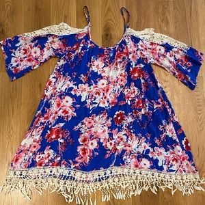 Pink Blush maternity off-shoulder floral dress